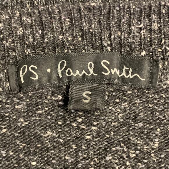 PAUL SMITH Size S Charcoal Grey Black Wool Silk Crew Neck Pullover - Picture 4 of 6